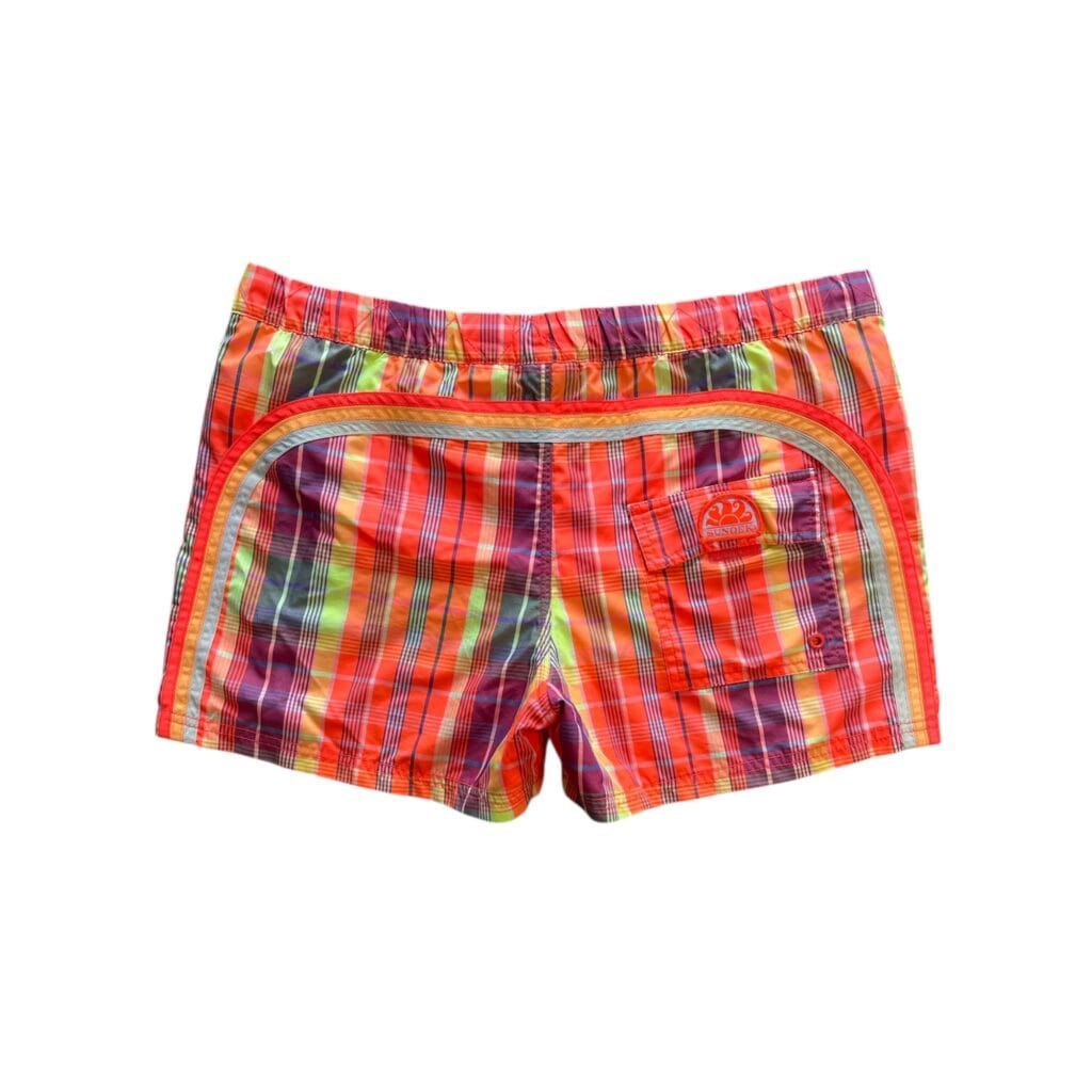 Costume Sundek Uomo L Arancione fluo multicolore quadri Sintetico Pantaloncini Shorts Bagno