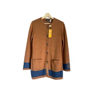 Cardigan lungo Fendi NUOVO con Cartellino Donna M color Rame Blu Viscosa maglione giacca