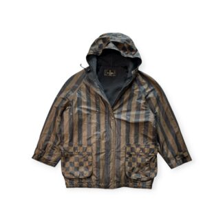 Giubbotto Fendi zucca Active Jacket Uomo L righe marrone nero poliuretano detroit bomber parka