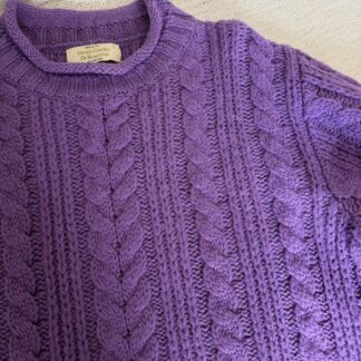 Maglione a treccia Benetton Donna L Viola 100_ Lana Shetland pullover