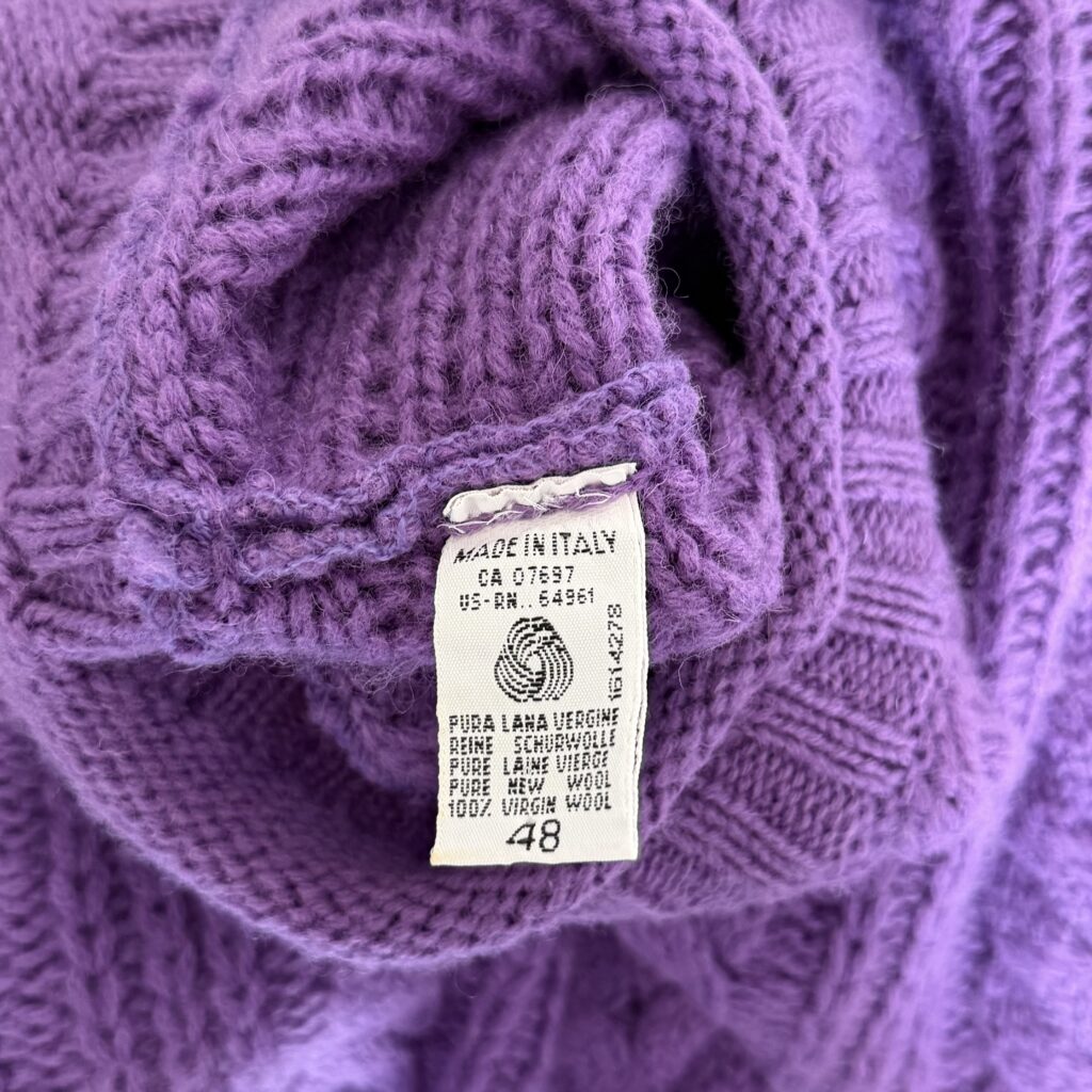 Maglione a treccia Benetton Donna L Viola 100_ Lana Shetland pullover