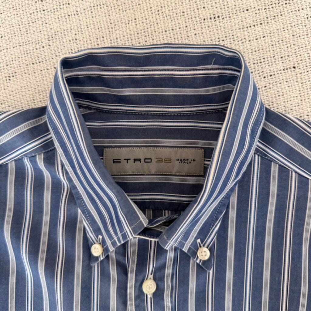 Camicia Etro Uomo S Righe Blu Bianco Cotone Manica lunga