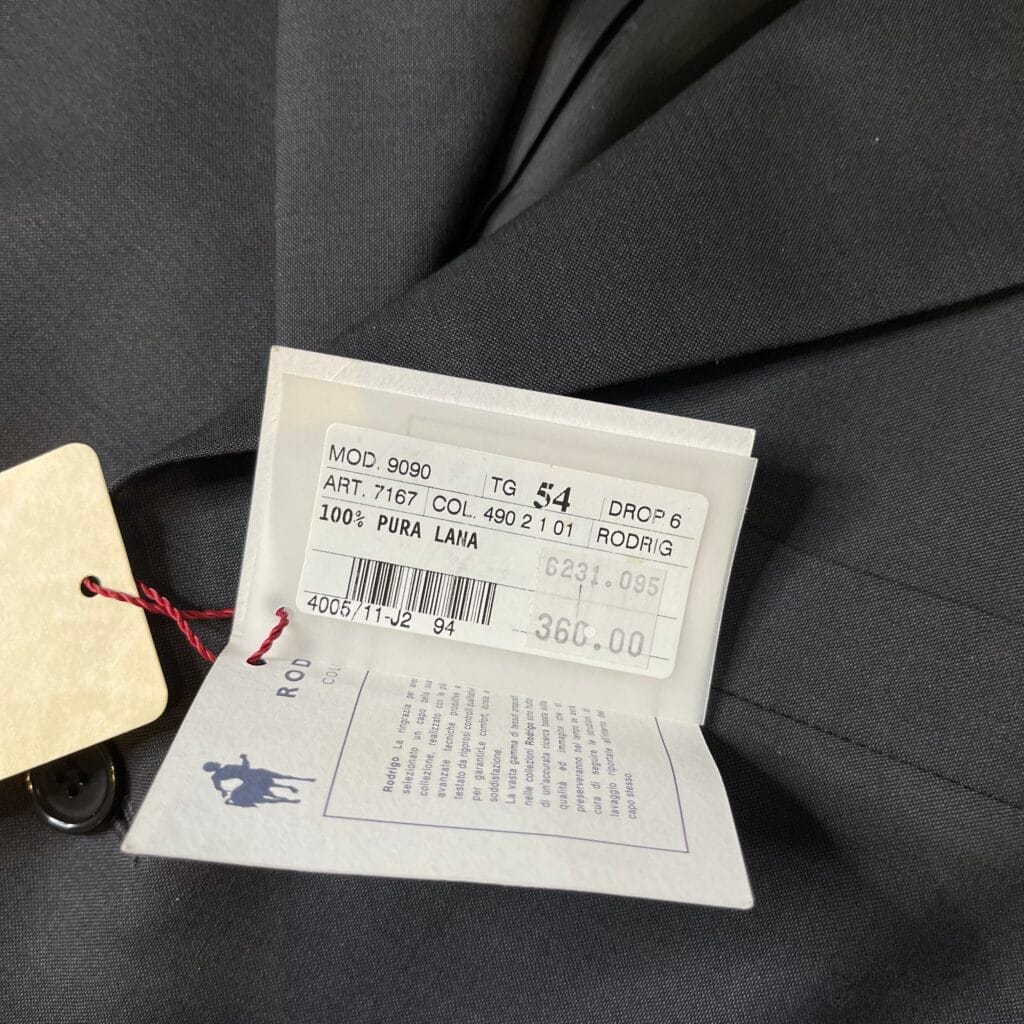 Completo Rodrigo NUOVO con cartellino Uomo 54 XL Nero Antracite Lana Raso Giacca Pantaloni