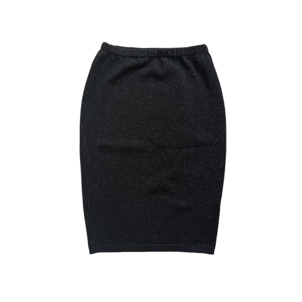 Gonna Brunello Cucinelli Donna 42 IT – M Nero laminato Argento Lana e Cashmere Midi