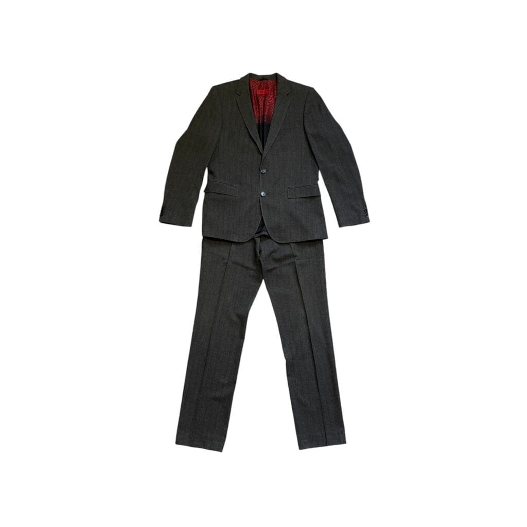 Completo Rodrigo NUOVO con cartellino Uomo 54 XL Nero Antracite Lana Raso Giacca Pantaloni