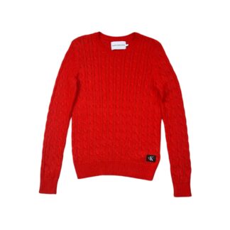 Maglione a treccia Calvin Klein Donna 46 IT – L Rosso Cotone Pullover