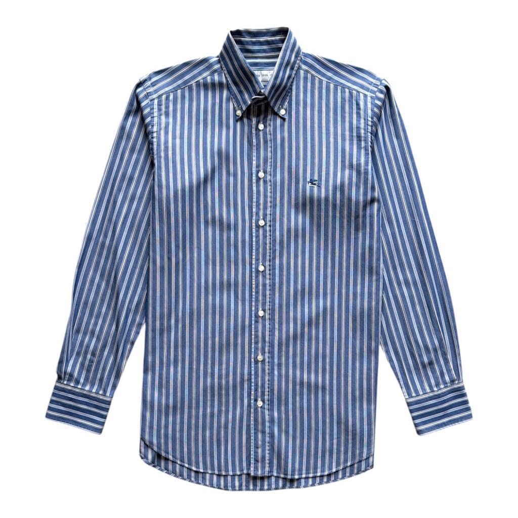 Camicia Etro Uomo S Righe Blu Bianco Cotone Manica lunga