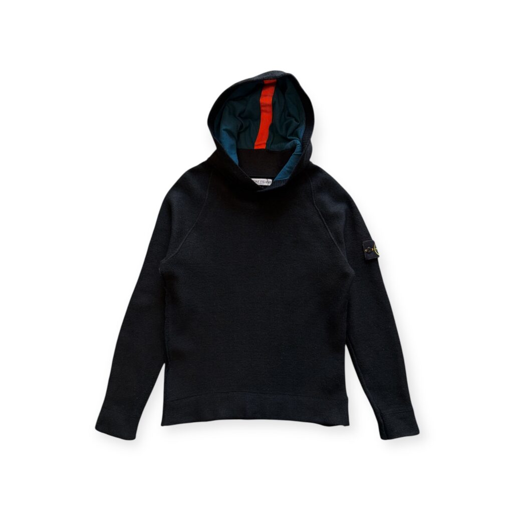 Felpa Maglione Stone Island Uomo L Nero Lana Pullover con Cappuccio