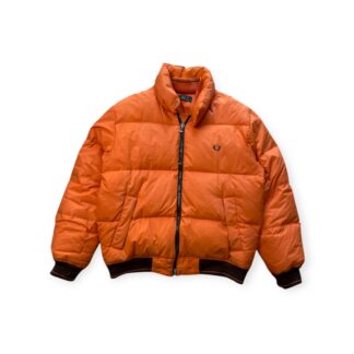 Piumino Bomber Fred Perry Uomo XL Arancione fluorescente imbottitura Piuma Giubbotto giaccone active