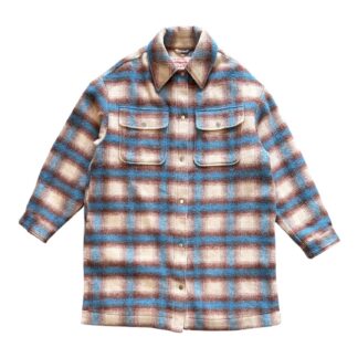 Cappotto Lungo Levis Uomo L Quadri tartan Azzurro Marrone Bianco misto Lana giubbotto