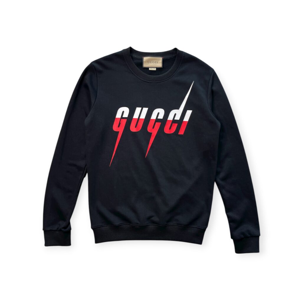 Felpa Gucci Uomo S Nero con logo frontale 100_ Cotone