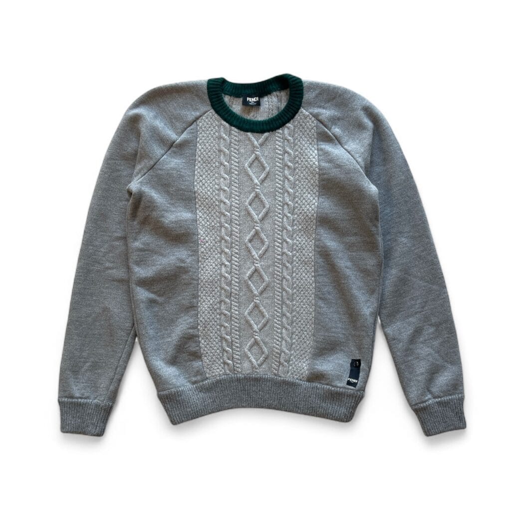 Felpa Maglione Fendi Uomo S Grigio Lana Pullover Felpato
