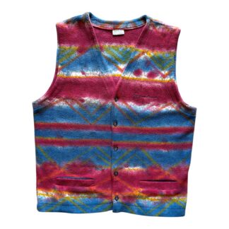 Gilet Vintage Sergio Tacchini Uomo L Multicolore Pile sintetico maglione pullover smanicato