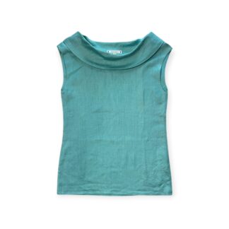 Canottiera Yves saint Laurent Donna 44 IT – M Turchese Lino t-shirt maglietta