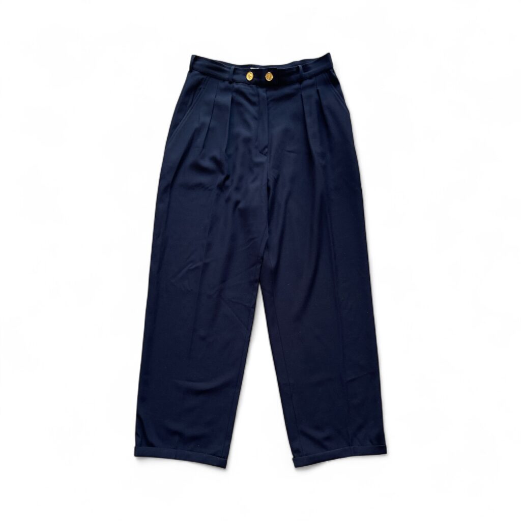 Pantaloni Chanel a palazzo Donna 42 IT – 37 FR ( 37 cm ) M Blu Lana