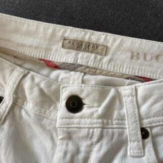 Jeans Burberry Donna 42 IT – 36 FR ( 36 cm ) M Slim Bianco Denim Cotone Pantaloni
