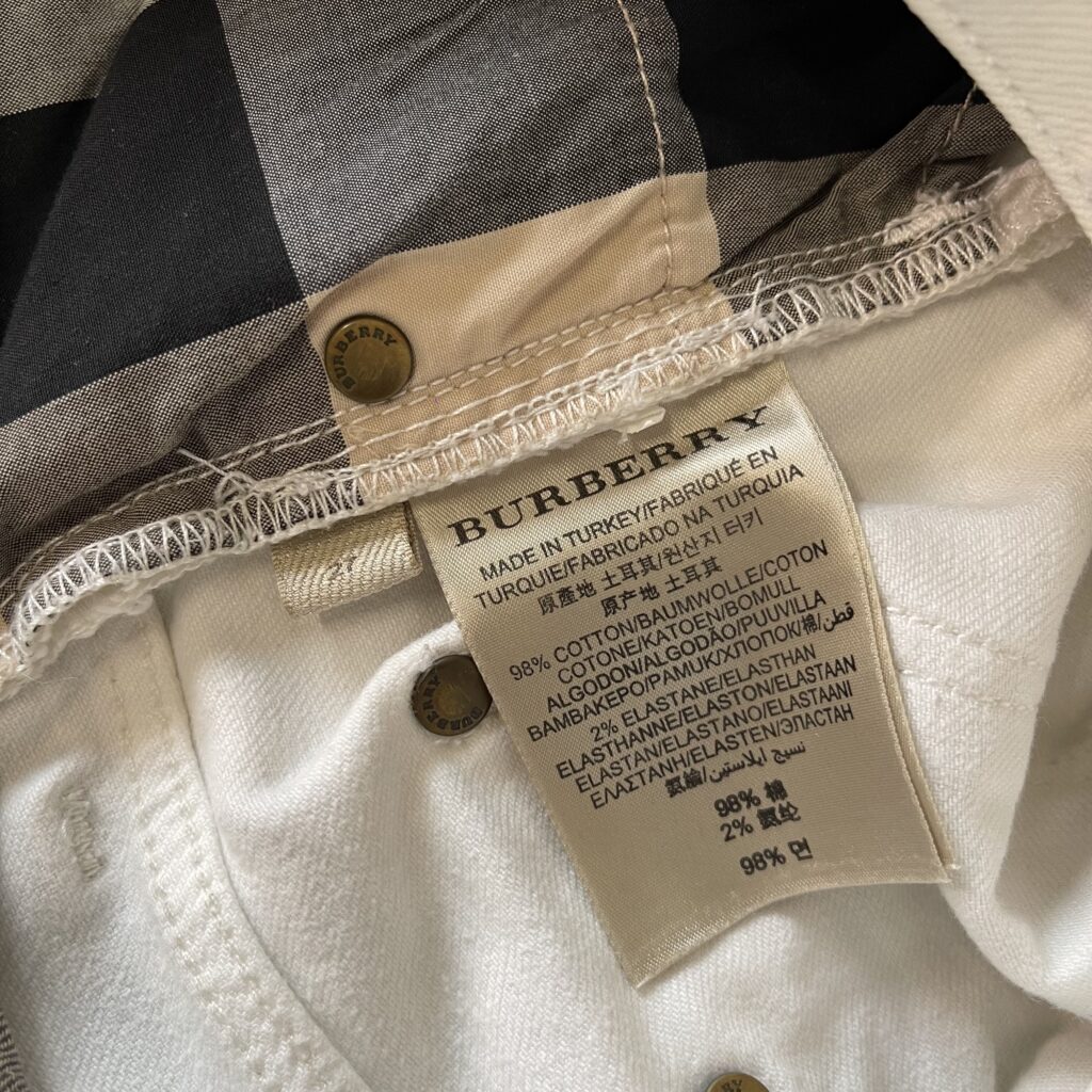 Jeans Burberry Donna 42 IT – 36 FR ( 36 cm ) M Slim Bianco Denim Cotone Pantaloni