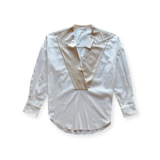 Blusa Brunello Cucinelli NUOVO con Cartellino Donna M Bianco Crema Cotone e Seta Maglia camicia
