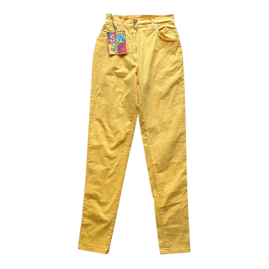 Pantaloni Vintage Squaw NUOVO con Cartellino Donna 38 IT – 32 FR ( 32 cm ) S Giallo Cotone