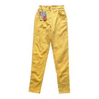 Pantaloni Vintage Squaw NUOVO con Cartellino Donna 38 IT – 32 FR ( 32 cm ) S Giallo Cotone