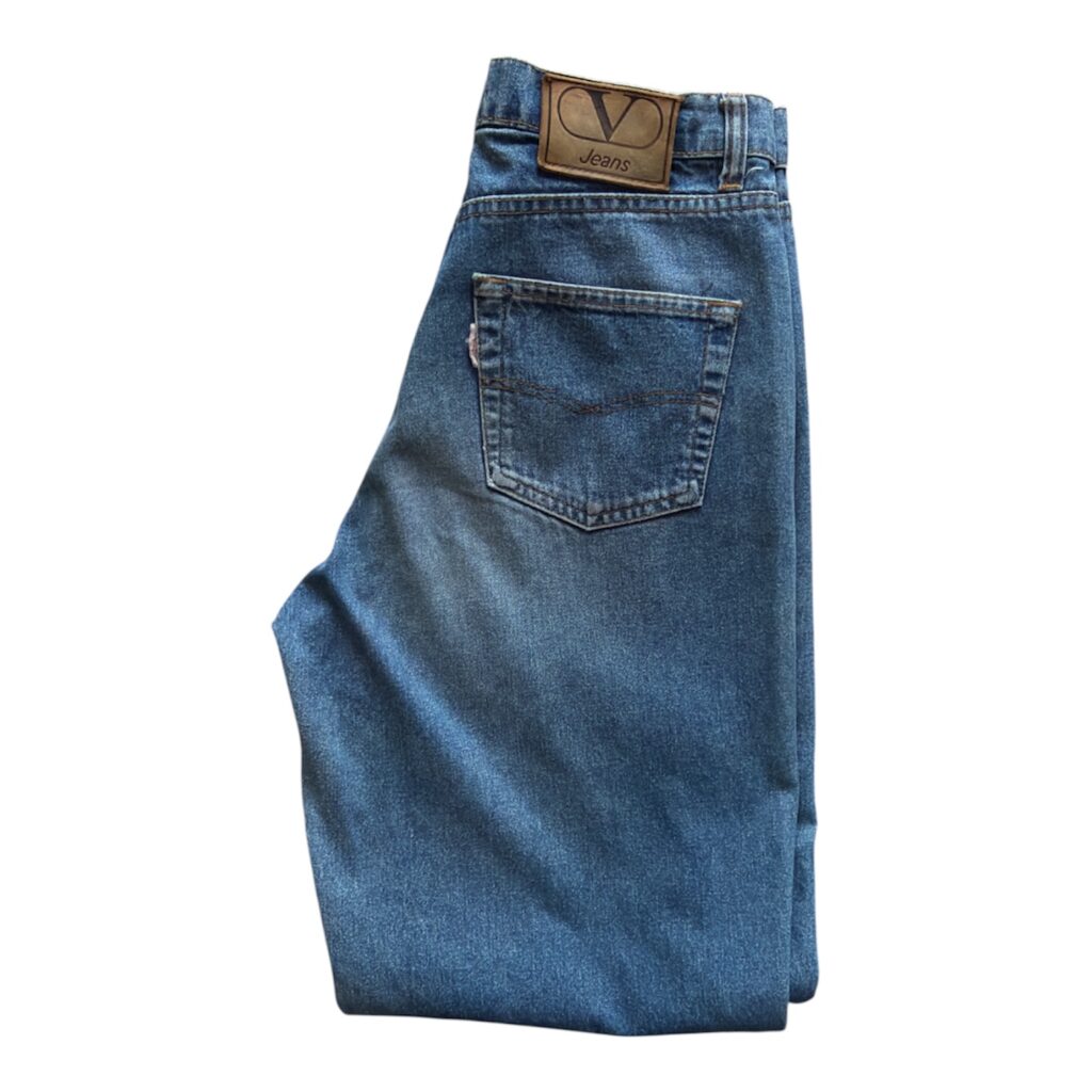 Jeans Baggy Vintage Valentino Garavani Donna 42 IT – 37 FR ( 37 cm ) M Azzurro lavaggio chiaro Denim Cotone