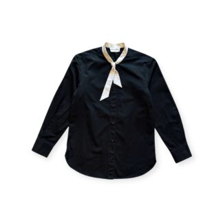 Camicia Saint Laurent Paris Donna 40 IT – S Nero con colletto Bianco cotone Manica lunga
