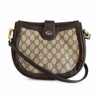 Borsa a spalla tracolla GUCCI crossbody marrone brige logo monogram GG pelle di cinchialino