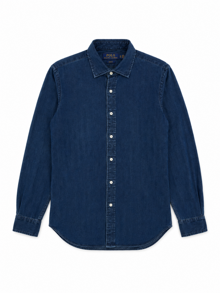 Camicia jeans Polo Ralph Lauren Uomo S Blu Denim Cotone Manica lunga