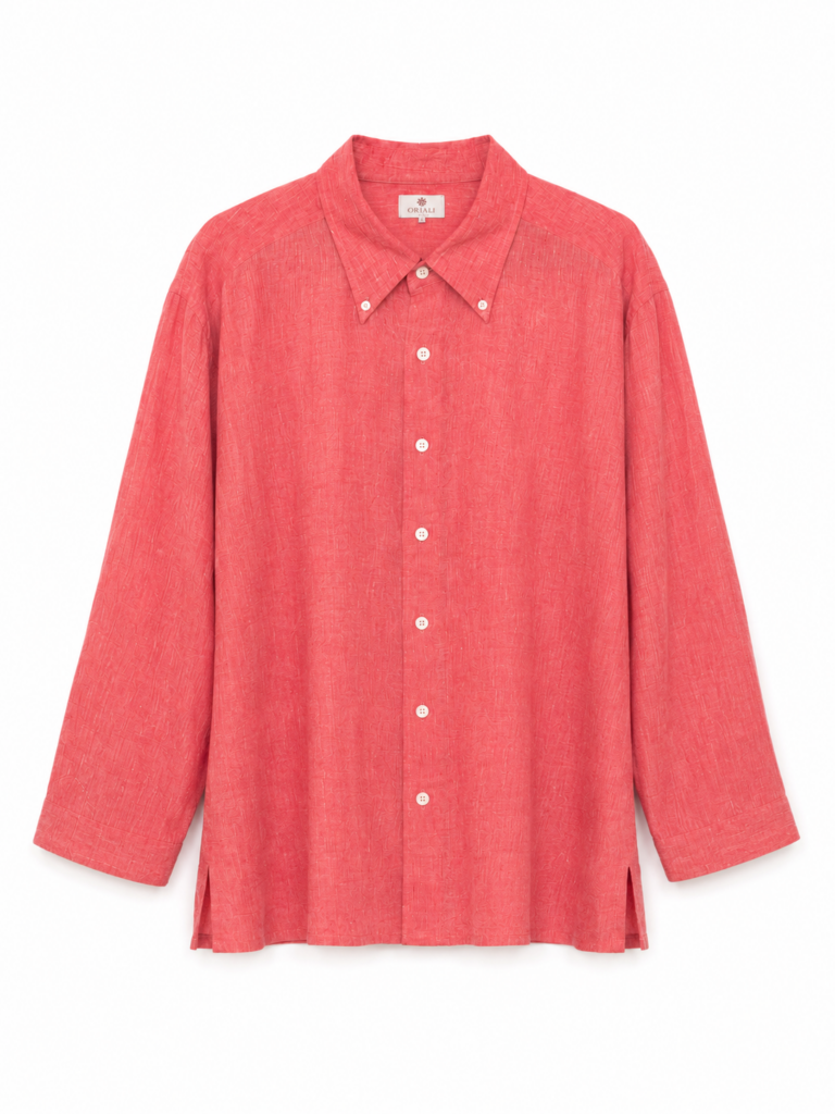 Camicia Oriali Uomo XXL Rosa 100% Lino manica lunga