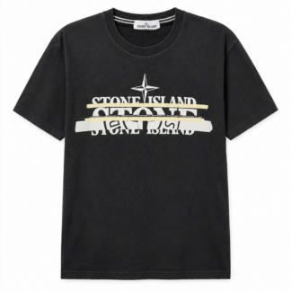Tshirt Stone Island Uomo M Cotone Nero con stampa manica corta maglietta