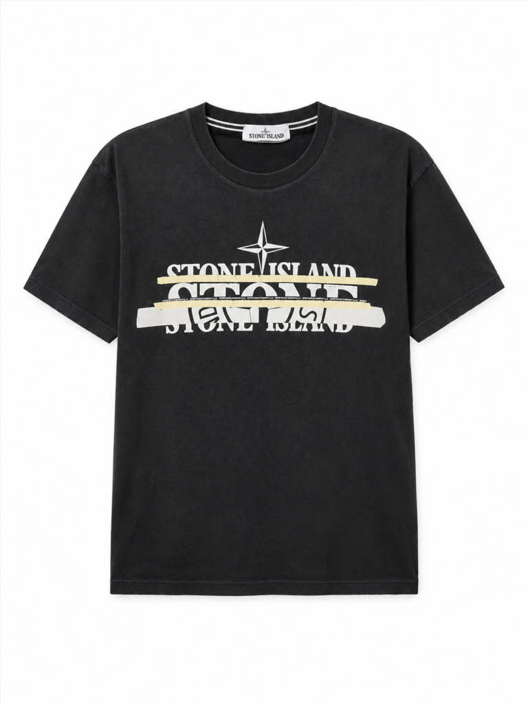 Tshirt Stone Island Uomo M Cotone Nero con stampa manica corta maglietta