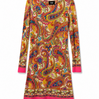 Vestito Dolce & Gabbana Donna 46 IT – L fantasia Paisley Multicolore Viscosa abito midi manica lunga