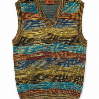 Gilet a maglia Missoni Uomo L Fantasia Multicolore misto Cotone Maglione pullover