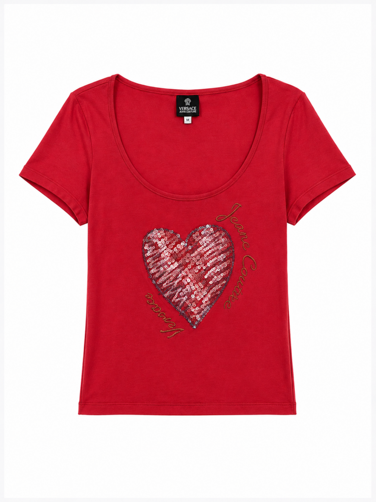 T-shirt Versace Donna M Rosso stampa y2k Cotone manica corta Maglietta