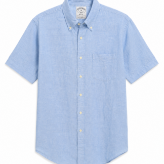 Camicia Brooks Brothers Uomo M azzurro Lino manica corta