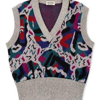 Gilet a maglia Missoni Donna M Fantasia Grigio Multicolore misto Lana Cotone Maglione pullover