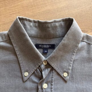 Camicia Burberry Uomo M comfort Grigio Cotone Manica lunga