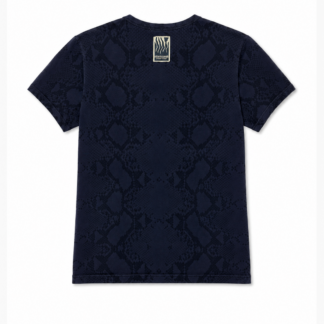 T-shirt Roberto Cavalli Uomo M Slim Blu Navy stampa animalier pitone Cotone Manica corta Maglietta