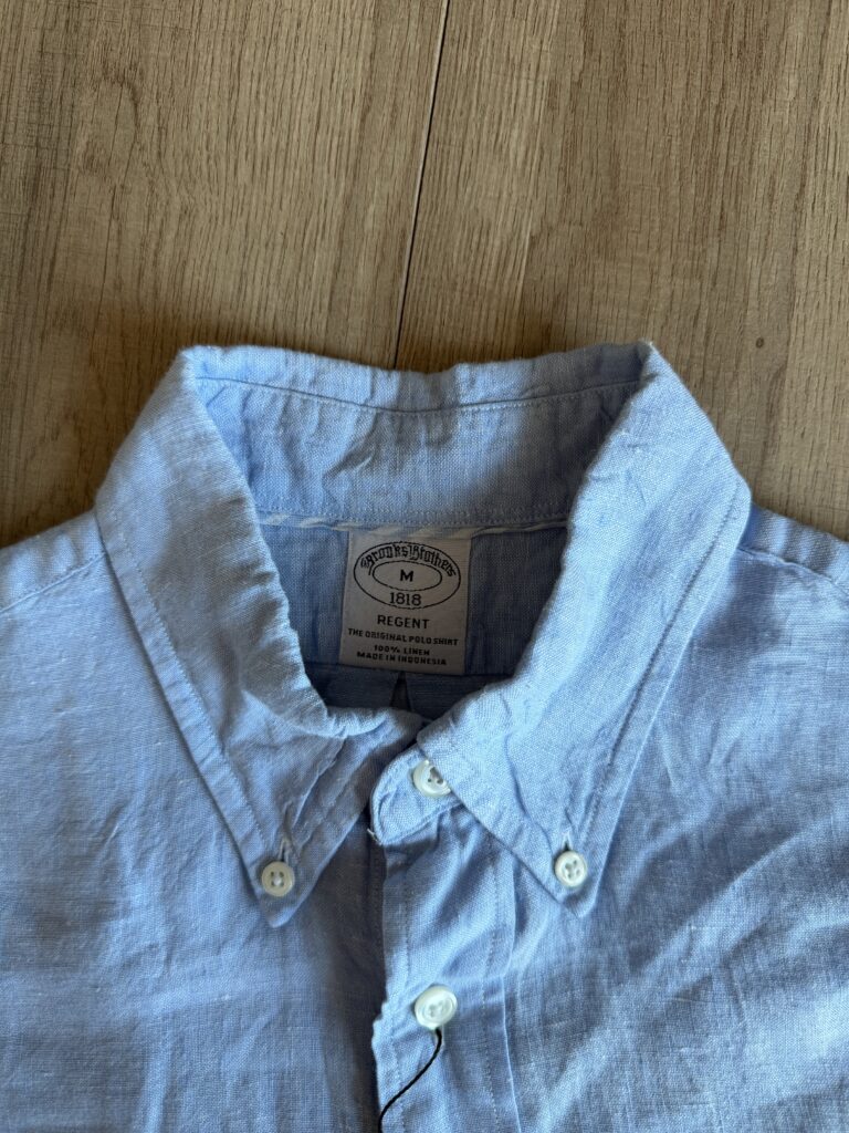 Camicia Brooks Brothers Uomo M azzurro Lino manica corta