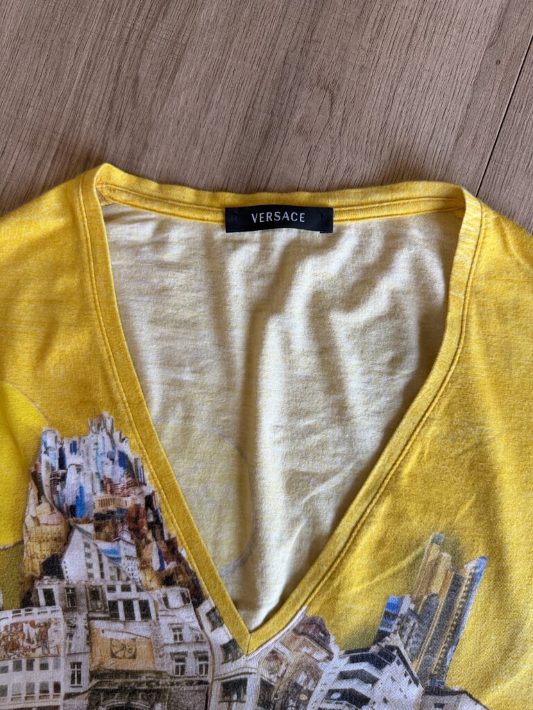 T-shirt Versace Donna M fantasia Giallo Multicolore Cotone manica corta Maglietta