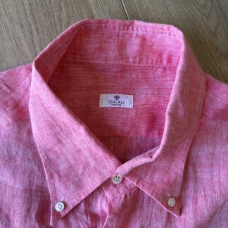 Camicia Oriali Uomo XXL Rosa 100% Lino manica lunga