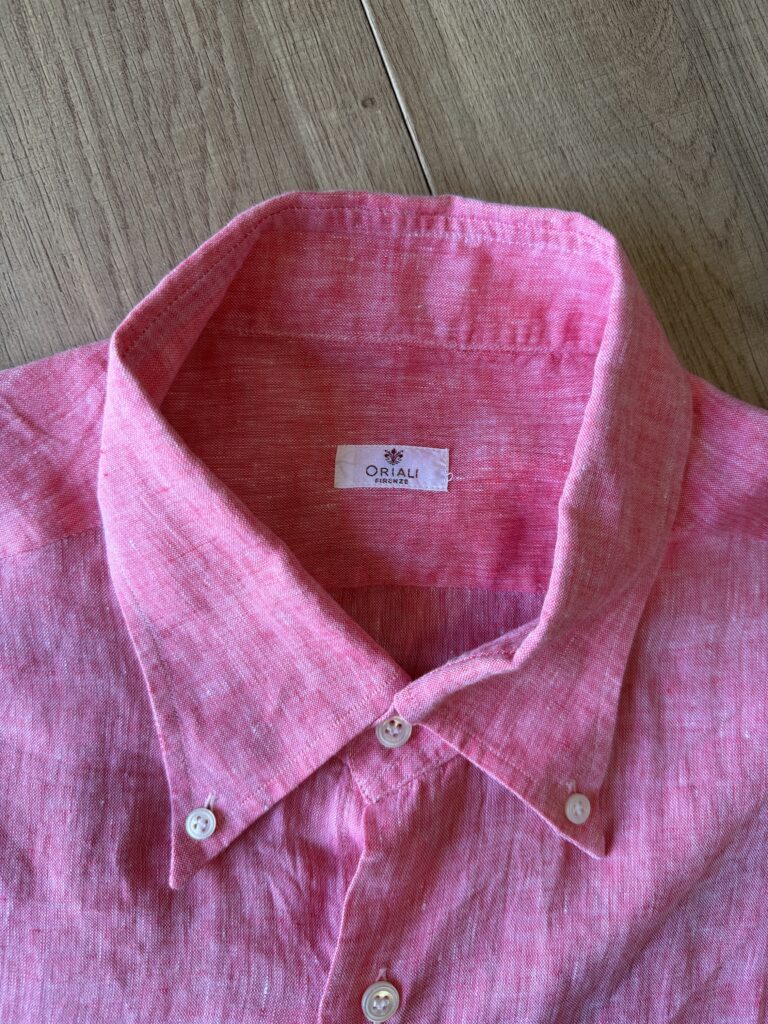 Camicia Oriali Uomo XXL Rosa 100% Lino manica lunga