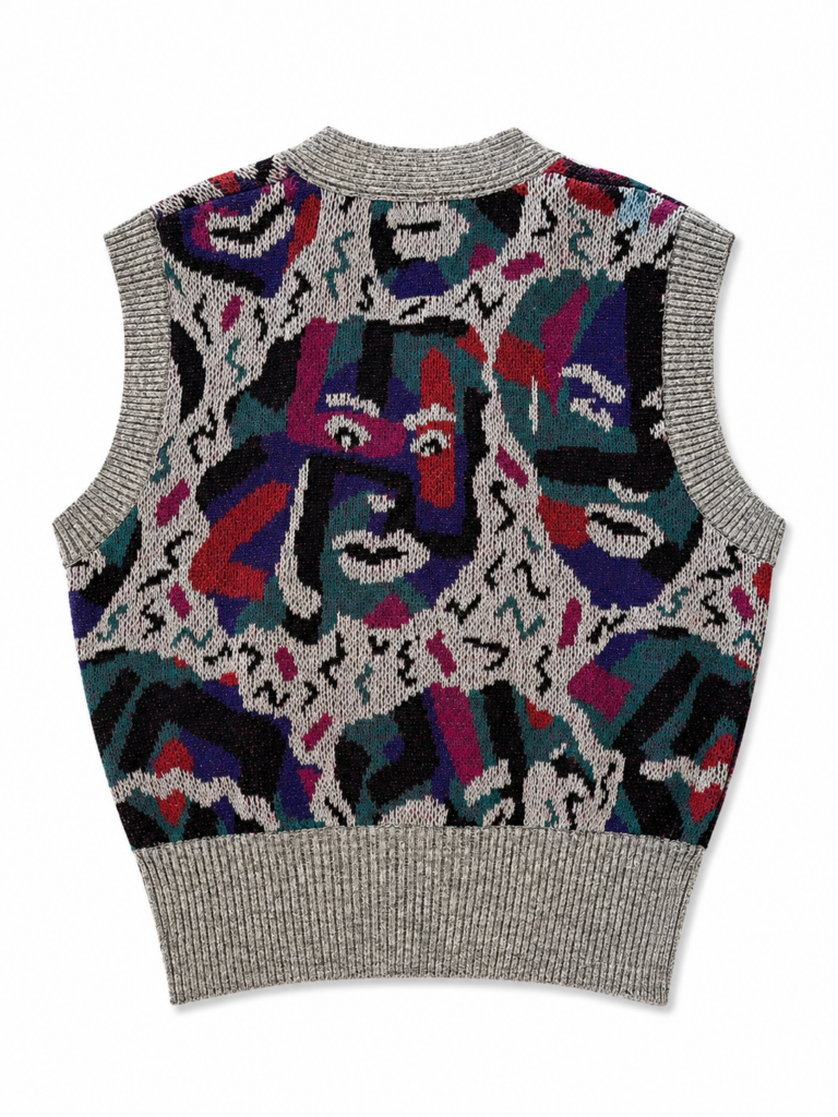 Gilet a maglia Missoni Donna M Fantasia Grigio Multicolore misto Lana Cotone Maglione pullover