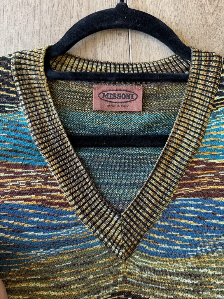 Gilet a maglia Missoni Uomo L Fantasia Multicolore misto Cotone Maglione pullover