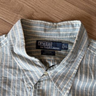 Camicia Polo Ralph Lauren Uomo XL fantasia righe Verde acqua Bianco Cotone Manica Lunga
