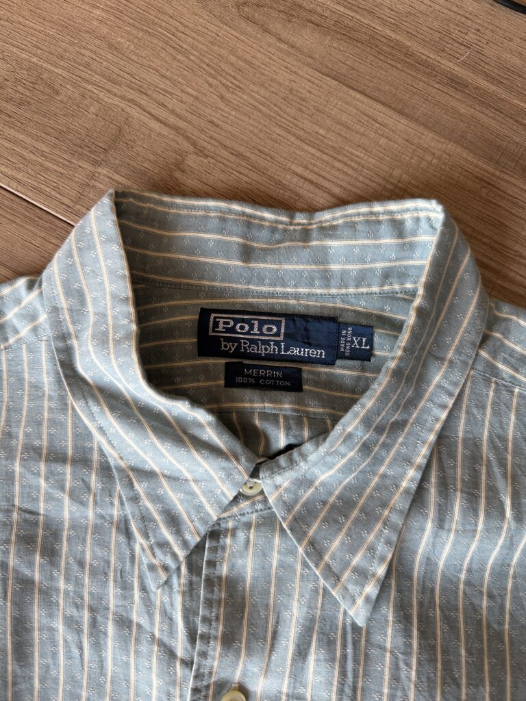 Camicia Polo Ralph Lauren Uomo XL fantasia righe Verde acqua Bianco Cotone Manica Lunga
