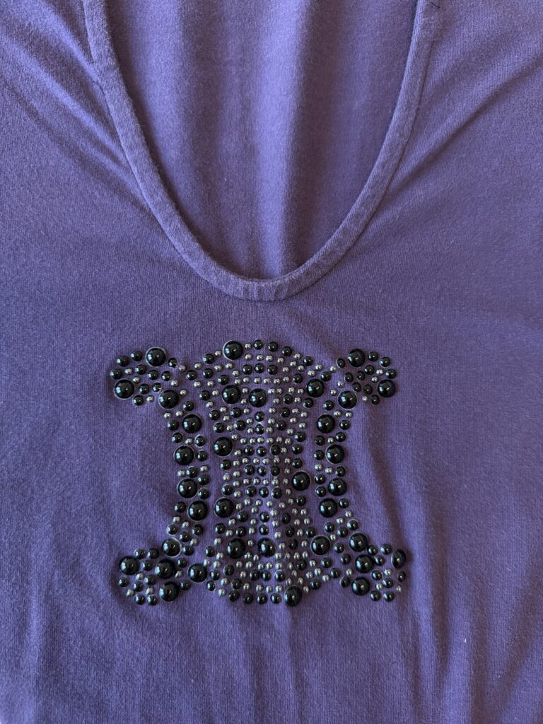 T-shirt Celine Donna L aderente ( Ok M ) Viola con Strass Logo Cotone Maglietta manica corta