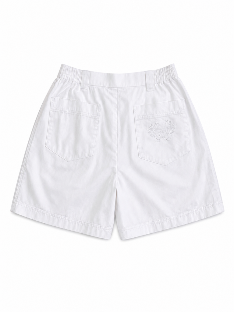 Shorts Balloon Christian Dior Donna 40 IT – 34 FR ( 34 cm ) S Bianco Cotone Pantaloncini vita alta