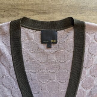 Cardigan Fendi Donna 46 IT – L misto viscosa Leggero Rosa Marrone maglione pullover