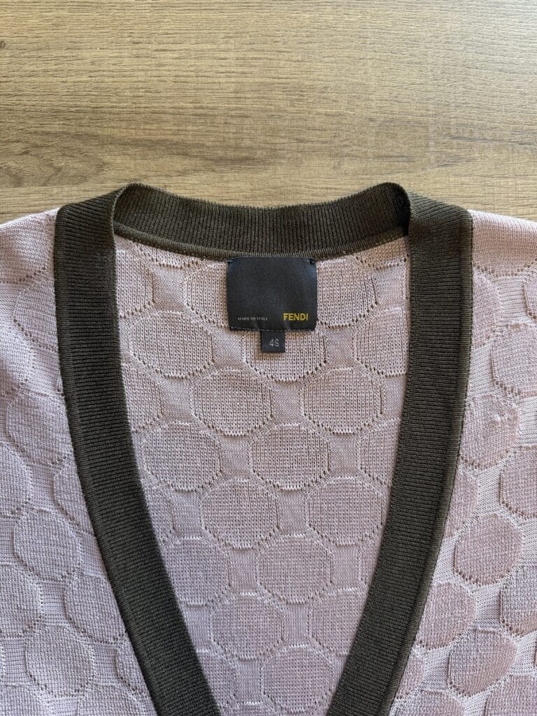 Cardigan Fendi Donna 46 IT – L misto viscosa Leggero Rosa Marrone maglione pullover